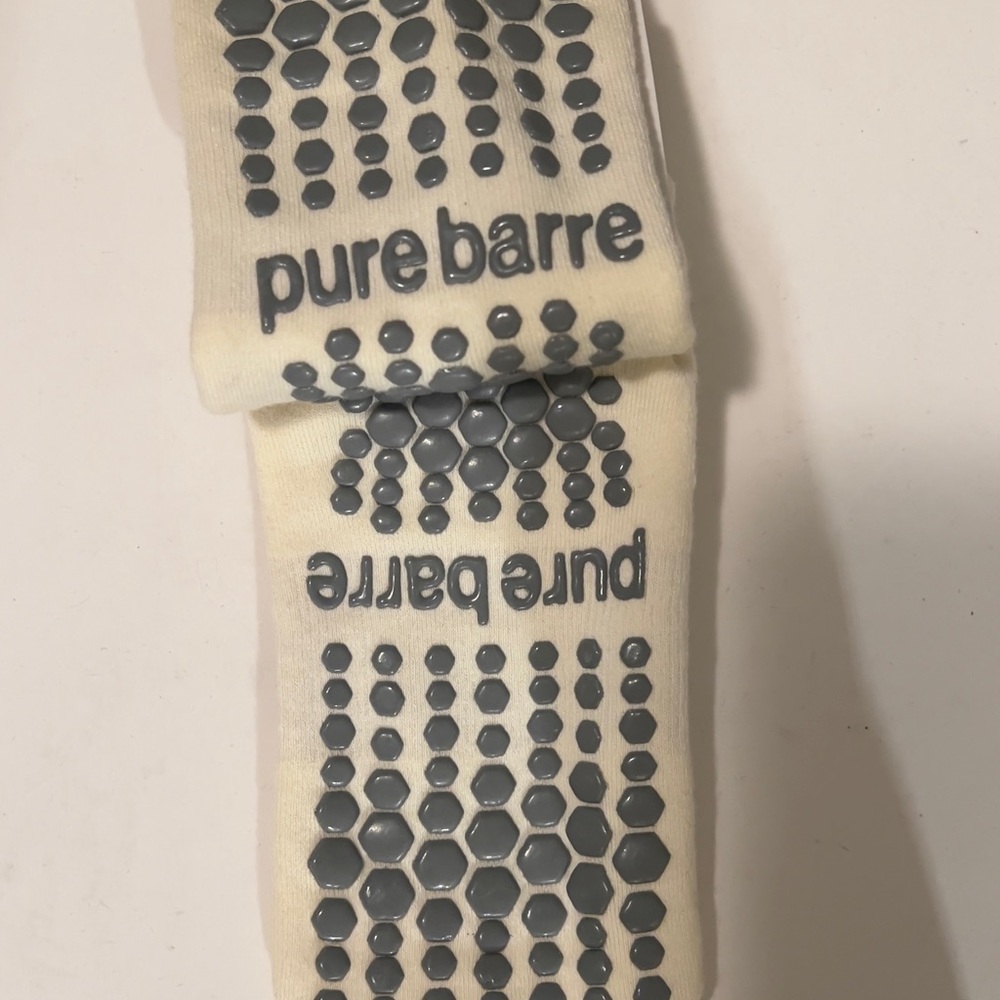 Pure Barre Cream and Gray Athletic Socks